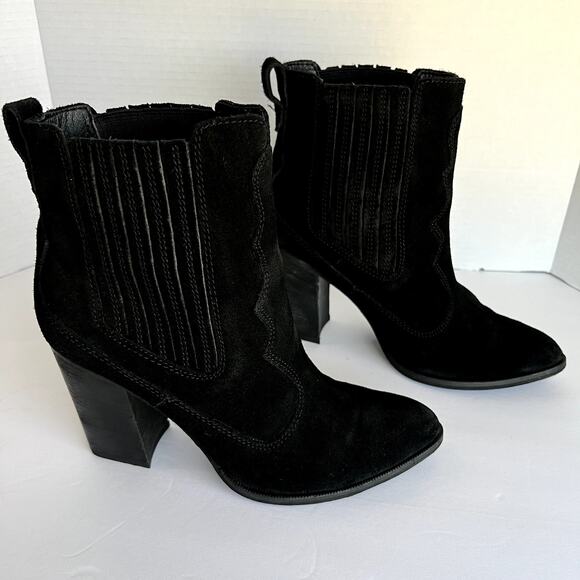 Dolce Vita Conway Black Suede Cowboy Ankle Booties Sz 8 - Picture 9 of 9